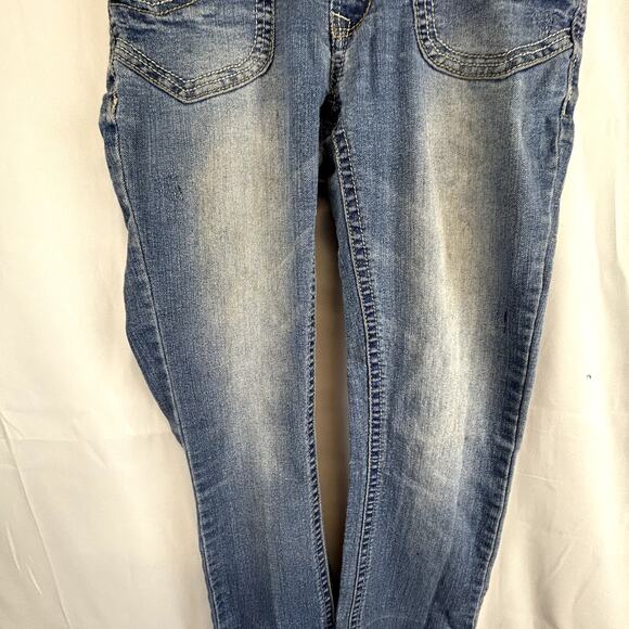Wallflower Blue Jeans Size 0 bootcut stretch embellished pockets distressed - Picture 14 of 14